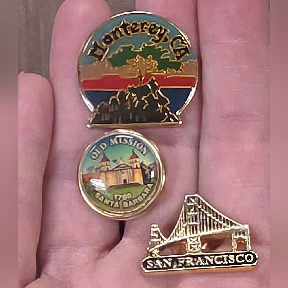 Trio of California Collectible Souvenir Lapel Pins